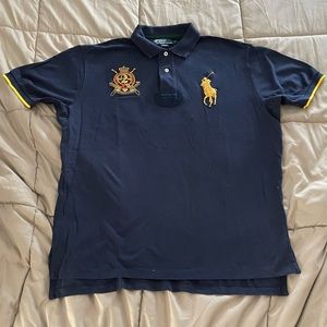 Vintage Ralph Lauren County Riders & Jockey Club Navy Blue Polo Size L